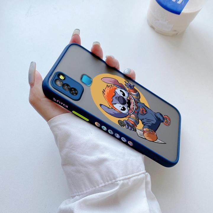 chenyyka For Infinix Smart 5 Case With Side New Design Frosted Transparent Hard Square Edge Phone Case Pattern Silicone Casing Cartoon Cute Stitch Full Cover Camera Protection Cases Shockproof Softcase
