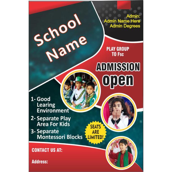 Admission Open Academy Red Gray - Board and Chart Graphics Flex sheet Panaflex Penaflex pana pena flex for Learning Education and Decoration of Class Room of School and College with customise Your School and Teacher Name