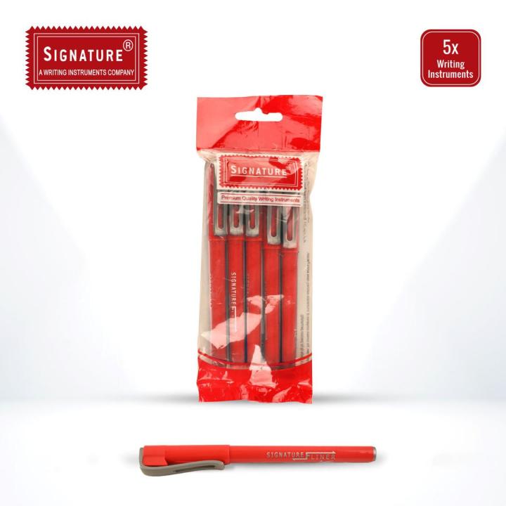 Pack of 5 Signature Fliner Star Pens- Red ink