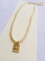 Girls beautiful pearl necklace with cage pendant with cream colour. 