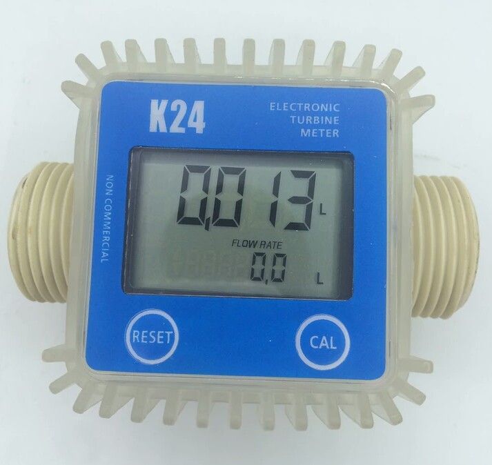 Flow Meter K24 Turbine Digital Diesel Fuel Oil Flow Meter Gauge For Chemicals Liquid Water Air With Calibration Button