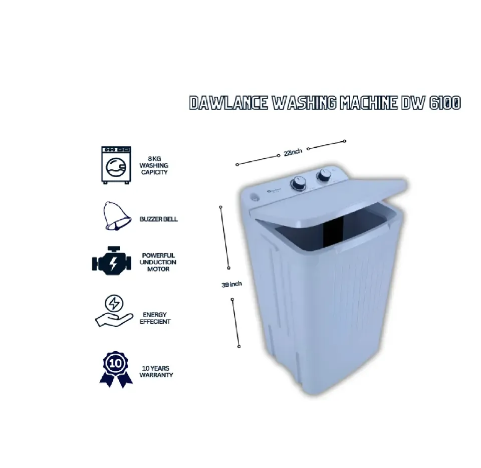 Dawlance Washing Machine DW-6100 WHITE LID Single Washing