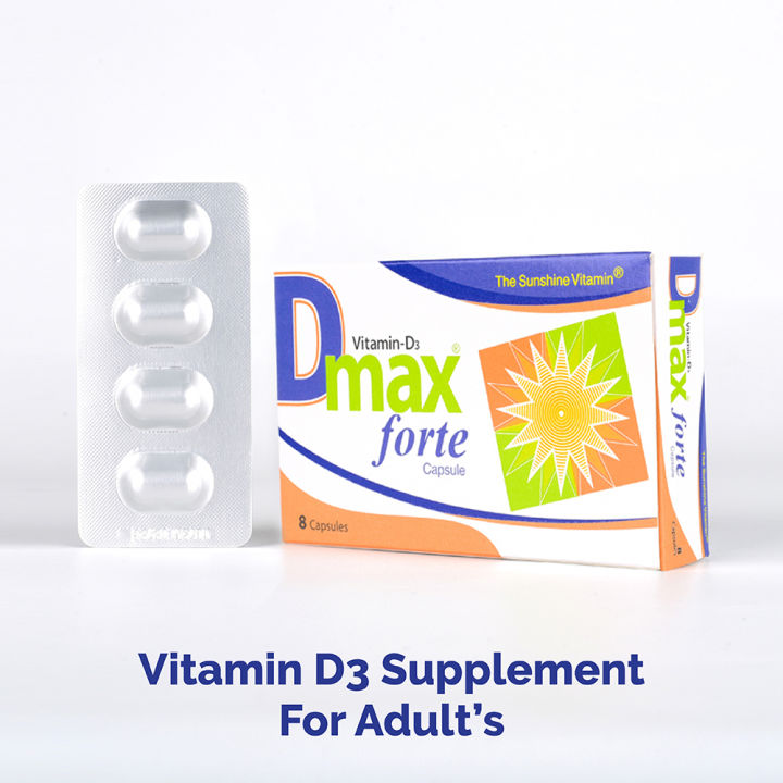 Dmax ® Forte Vitamin D 10000IU - Boost Your Immunity & Bone Health - 8 Capsules | Matrix Pharma