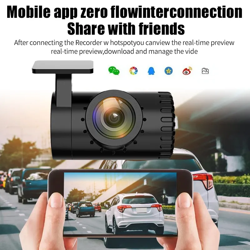 TIEHANHAN Dash Cam Mini WIFI HD Night Vision Driving Recorder