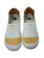 SHAZ FOOTWEAR Women's White & Mustard Slip-On Walking Shoes - Lightweight Breathable Comfort Loafers for Ladies. 