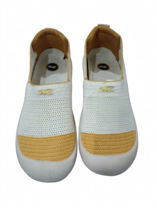 SHAZ%20FOOTWEAR%20Women's%20White%20&%20Mustard%20Slip-On%20Walking%20Shoes%20-%20Lightweight%20Breathable%20Comfort%20Loafers%20for%20Ladies%20-%20Image%202