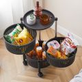 Movable Rotating Shelf Multi-Function 3/4/5 Layers Round Vegetable Fruit Home Organizer Kitchen Storage Rack With Wheels. 