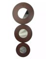3 Layer Round Shape Wall Mirror - Wooden. 