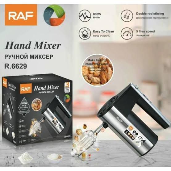 RAF- Egg Beater - Hand Blender – Hand Mixer – Speed Operation – Turbo Button – 2 Beaters and 2 Hooks – Electric Blender – Baking Accessories – Electric Hand Beater – Baking tools – Premium Quality Food Mixer good quality