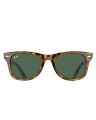 Ray-Ban Wayfarer Ease Square Acetate Polished Light Havana Frame Green Lenses-RB4340-710-50. 