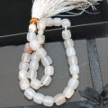 Natural unique design White Aqeeq Stone Tasbih 33 Beads Size 10-mm – muslim Agate zikr prayer Tasbeeh - handmade Rosary 10 mm tasbi counter Stress Relaxation. 
