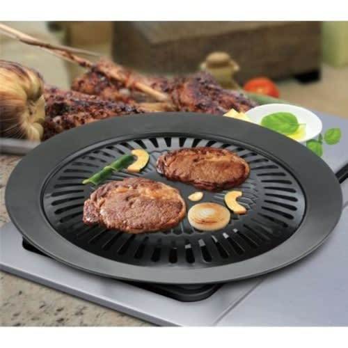 Kitchen + Home Stove Top Smokeless Grill Indoor BBQ, Stainless Steel with Double Coated Non Stick Surface