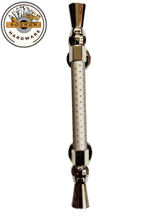 "Fancy Silver-White Door Handle: Heavy-Duty 14-Inch Gate Handle for Main Gates and All Wooden Doors (D3) - Complete with Screws"