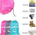 Nylon Laundry Bag, Travel Storage Pouch Washable Dirty Clothes Organizer Wash Drawstring Bag. 