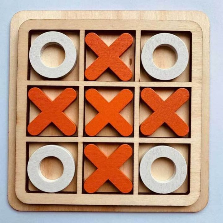 Wooden Tic Tac Toe Game – Classic Wooden X and O Board | Educational Wooden Mind Game for Kids | Indoor Family Puzzle Toy