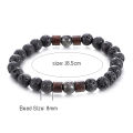 Men And Women Bracelets 8mm Natural Volcanic Stone Wood Chip Beaded Bracelet Lava Rock Bracelet Elastic Chic. 