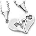 I Love You Stainless Steel Silver Pendant For Women - 2 Pcs. 