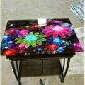 Laptop / Computer / Desktop table with glass top and keyboard shelf. 
