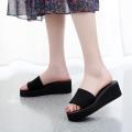 【FOOT SOFA】 korean fashion shoes for women ladies on sale Women Summer Bohemian Open Toe Fashion Non-Slip Wedge Slippers Sequin Beach Shoe. 