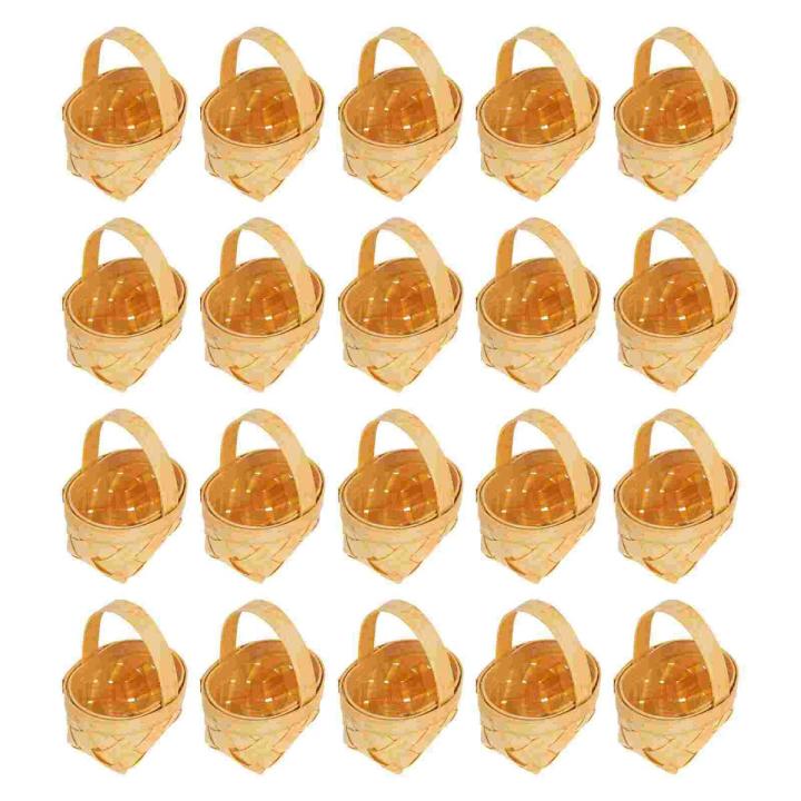 20pcs Small Basket With Handles Woven Baskets Wooden Decorative Empty Baskets For Gifts Small Wicker Baskets For Party Favors