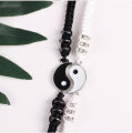 Chinese Style Retro Tai Chi Couple Bracelet- Alloy Hand-woven Rope BFF Best Friend Friendship Simple White Black Jewelry. 
