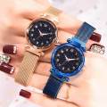 LO 【life waterproof】Net red star watch hot shivering luminous table with the same magnet magnet iron Milan ladies watch. 
