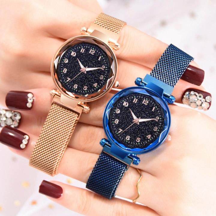 LO 【life waterproof】Net red star watch hot shivering luminous table with the same magnet magnet iron Milan ladies watch