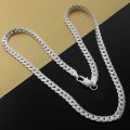 Nice 925 Sterling Silver 6MM Full Sideways Chain Necklace For Women Men Fashion Jewelry Sets Wedding Gift. 