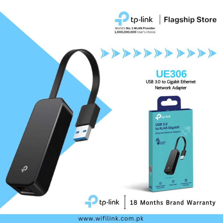 TP-Link USB 3.0 to RJ45 UE306 / UE300C Ethernet Network Gigabit Adapter 10/100/1000Mbps - 18 Months Brand Warranty