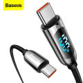 Baseus USB Type C to Type C Cable with LED Display,  PD 100W Nylon Braided USB C to USB C Cable for Samsung/Huawei/Tabs/Laptops. 