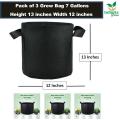 Pack of 3  Grow Bag 7 Gallon 13x12 inches Heavy Duty for Plant/Vegetable/Herb/Fruit Breathable Fabric Grow Planter Pot Bags with Handles,. 