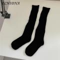 ECHIDNA Women Knitted Stockings Japanese Style Warm Winter Calf Socks for Women Anti-slip Elastic School Girl Stockings less Than Women Long Socks. 