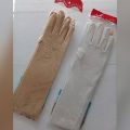 2 Pair-Summer Sun Block long Gloves For Ladies-Beige and White. 