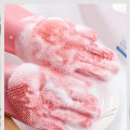Magic Dishwashing Cleaning Sponge Gloves Reusable Silicone Brush Scrubber Gloves Heat Resistant for Dishwashing Kitchen Bathroom Cleaning Pet Hair Care Car Washing. 