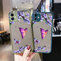 chenyyka For Infinix Note 7 Lite Case Frosted Transparent Hard Phone Case Cartoon Butterfly Side Edge Casing Full Cover Camera Silicone Softcase Pattern Shockproof Protection Cases. 