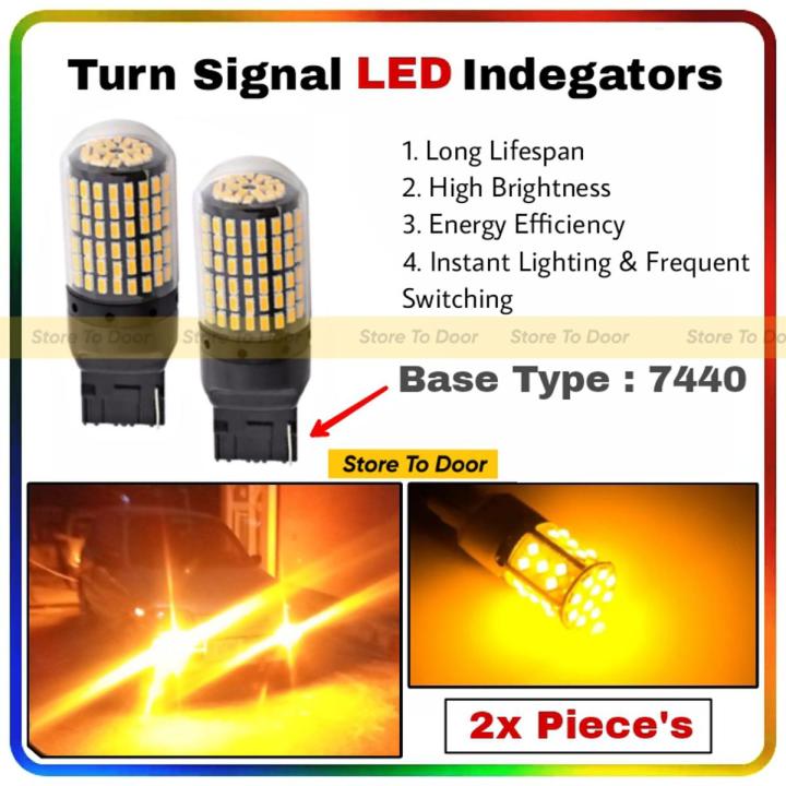 CANBUS LED Turn Signal Indicator Light Bulbs For Car (2 Pcs) 7440 T20 Waterproof, High Quality, Super Brightness Hazard / Blinker led Lights
