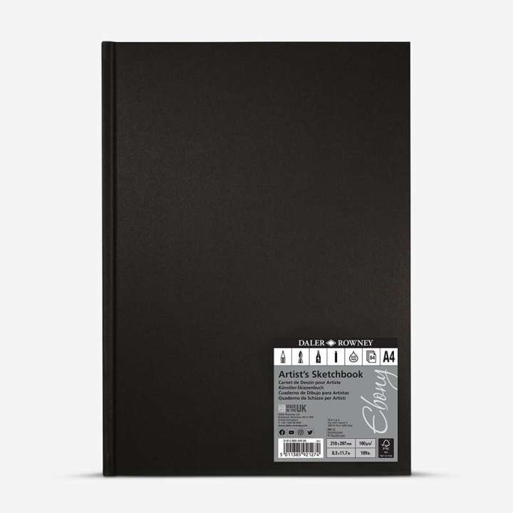 Daler Rowney Ebony Hardbound sketchbook 160gm 54 Sheets  A4