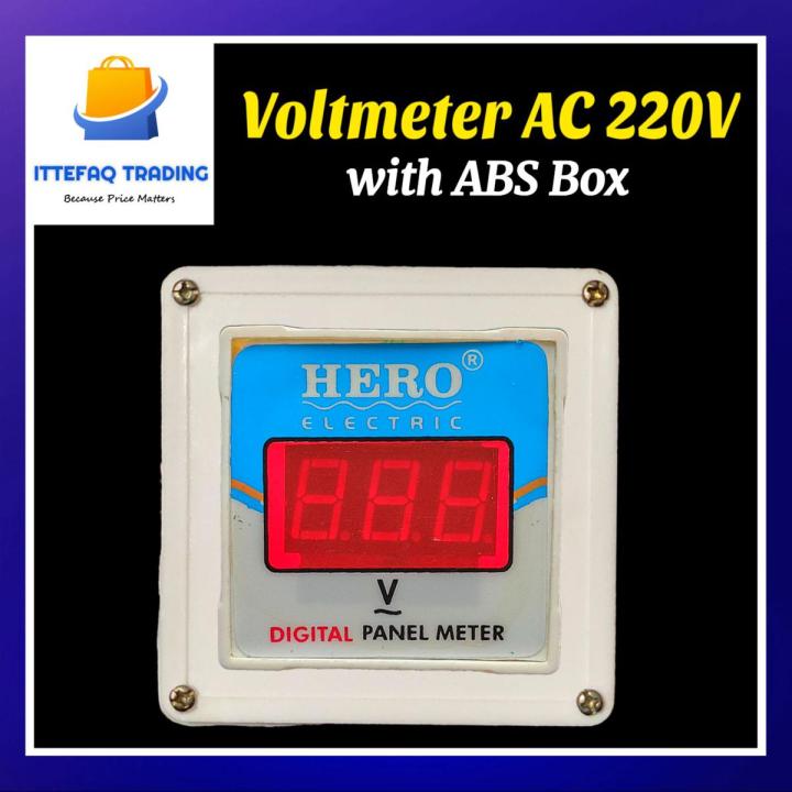 HERO Digital AC VoltMeter High Quality Electric Panel Voltage Meter LED Voltage Indicator AC-220V with ABS Plastic Box