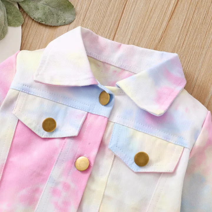 Girls%20Casual%20Button-down%20Jacket,%20Pink%20Tie-dyed%20Printed%20Pattern%20Long%20Sleeve%20Coat,%206%20Months-4%20Years%20-%20Image%205