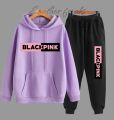 Blackpink Printed Fleece Full Sleeves Pull Over Hoodie & Trouser For Women & Girls. 