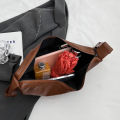 Female Banana bag High-quality Lacquer Women's Crossbody bag Large Brown Aesthetic handbag for Casual Daily use Fashion. 