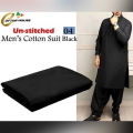 Black soft Cotton Unstitched Suit For Men/black Shalwar Kameez. 