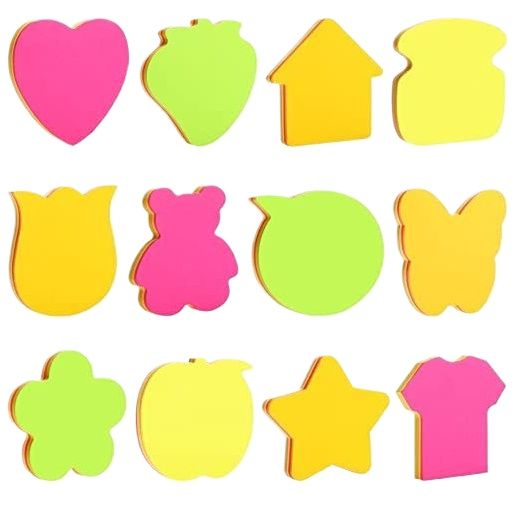 Multicolor Sticky Notes , Different Shapes, Size: 3x3 Inch - Pack of 1 / 100 Sheets
