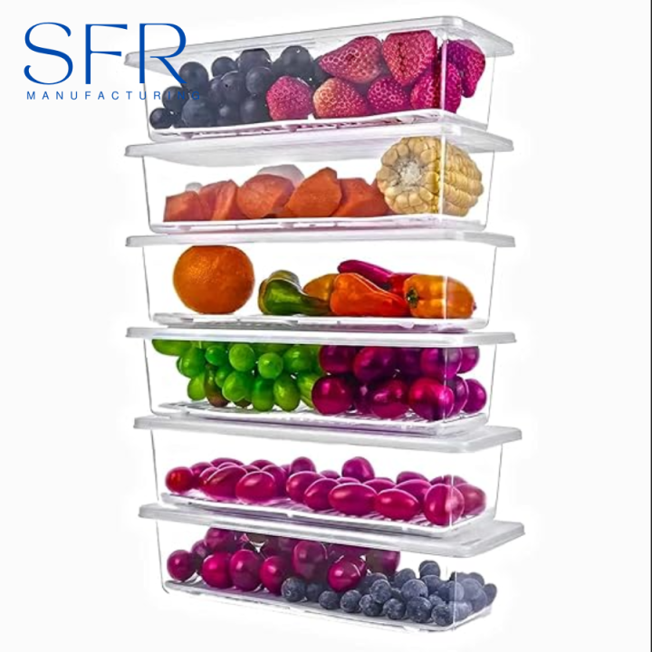 Fridge Storage Food Containers Fridge Organizer (Pack of 3) 1500ml, Stackable Plastic Fish, Meat, Vegetables & Fruits Container for Kitchen