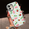 DEL for Redmi 13C Xiaomi Poco C65 Back Cover Clay Strawberry Cherry Pattern Phone Case Soft Silicone Luxury Silver Edge Lens Mobile Cover. 
