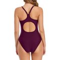 Women's Sleeveless One-Piece Swimsuit, Solid Color Adjustable Straps Tummy Control Bathing Bodysuit. 