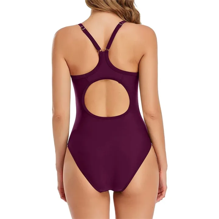 Women's%20Sleeveless%20One-Piece%20Swimsuit,%20Solid%20Color%20Adjustable%20Straps%20Tummy%20Control%20Bathing%20Bodysuit%20-%20Image%204