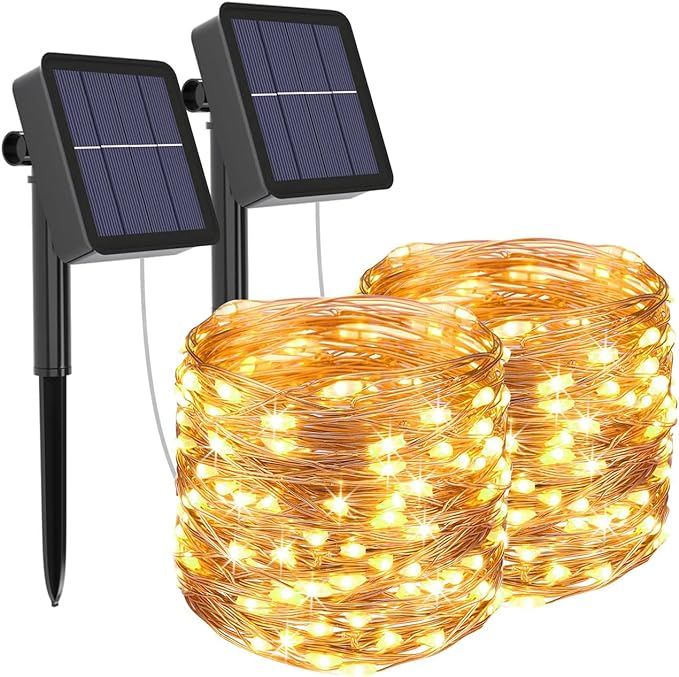 kolpop Solar String Lights Outdoor, Solar Powered Fairy Lights 240 LED 8 Modes Garden Copper Wire Waterproof Decoration Lighting for Tree Patio Christmas Camping Wedding Party Warm White uk import