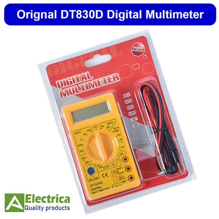 Original Digital Multimeter DT830D - DMM Voltmeter,Voltage, Ampere, Ohm Meter Test Probe DT830 DC / AC