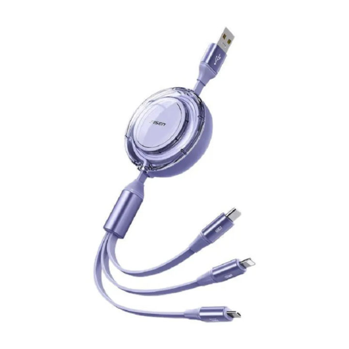 Pisen%203%20IN%201%20Retractable%20Charging%20Data%20Cable%20Black/White/Red/Purple%20Foldable%20Cable%20from%20USB%20to%20Type-C,%20Iphone,%20Android%20%20Pouch%20Packing%20-%20Image%202